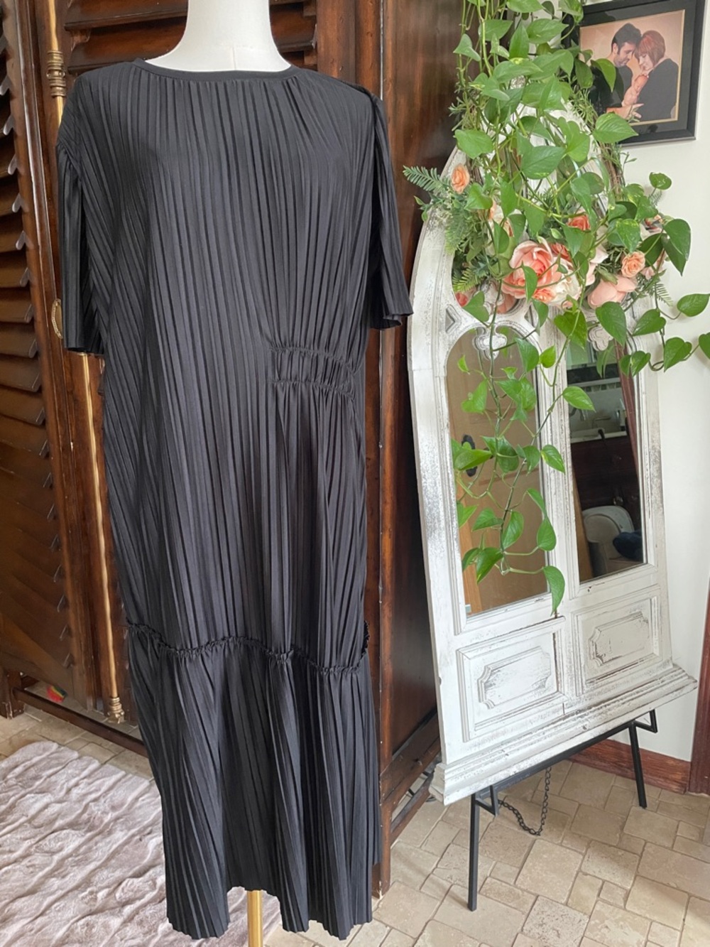 Zara Asymmetrical Pleated Oversized Flapper Gatsby Midi Dress Medium - Picture 2 of 11